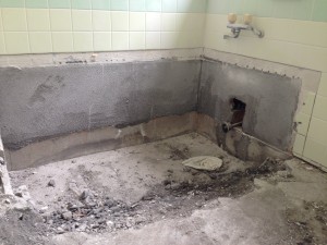 小山市N様邸浴室のリフォームの解体写真